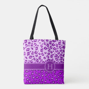 Leopard-Print, lila monogramm-Drucktasche
