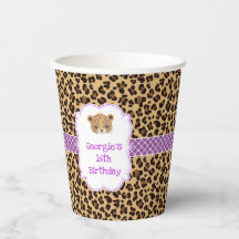 Leopard Print Lila Quatrefolie Geburtstagsparty