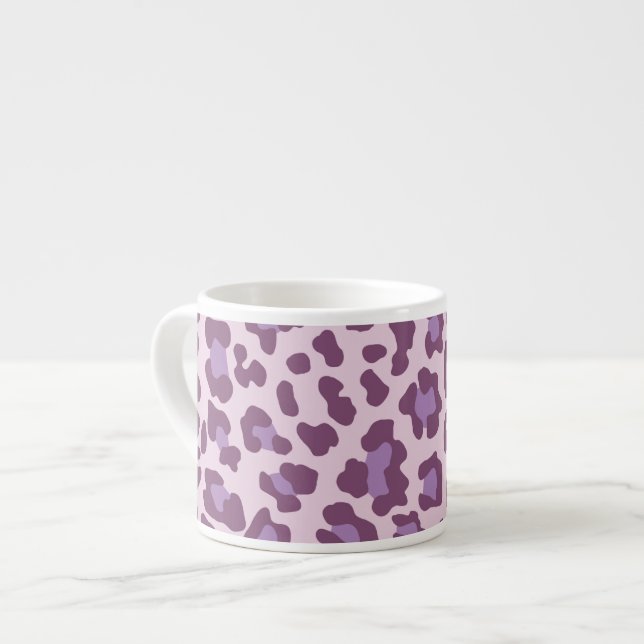 Leopard Print Lila und Lavendel Espressotasse (Vorderseite Links)