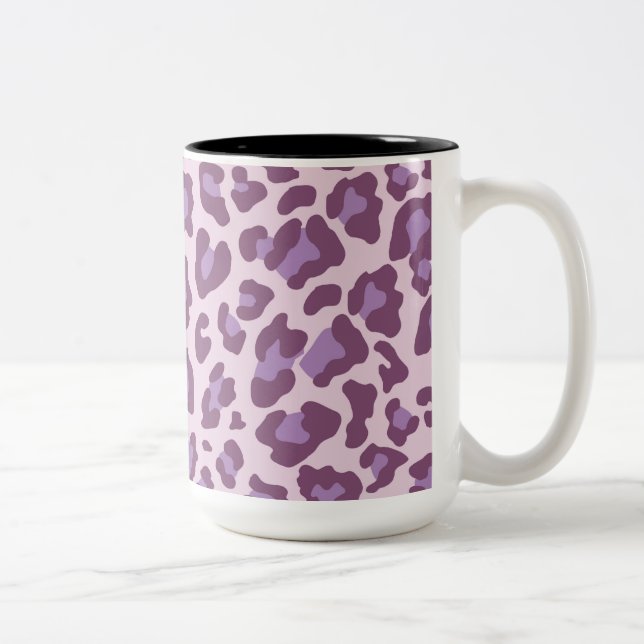 Leopard Print Lila und Lavendel Zweifarbige Tasse (Rechts)