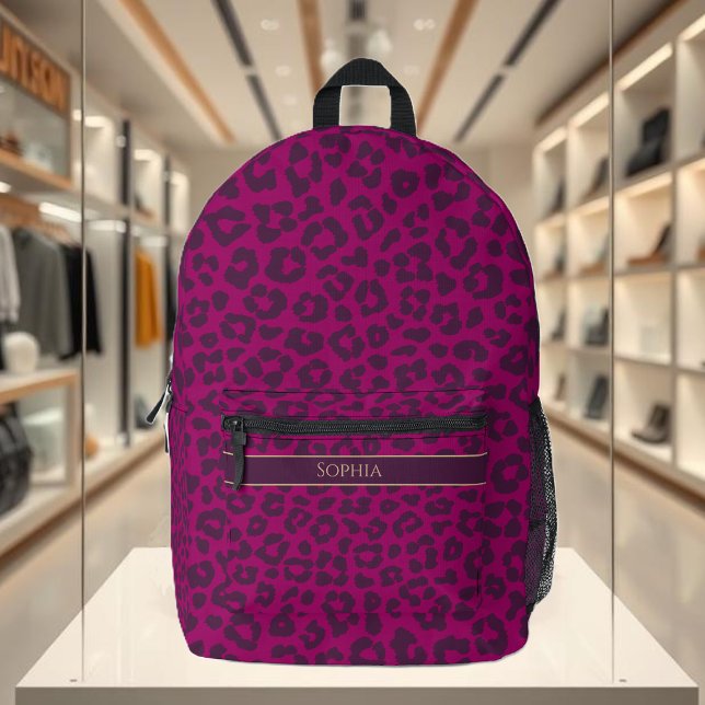 Leopard Print-Magenta- Bedruckter Rucksack (Leopard Print-Magenta- Printed Backpack )