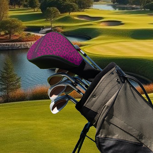 Leopard Print-Magenta- Golf Headcover (Leopard Print-Magenta- Golf Head Cover )