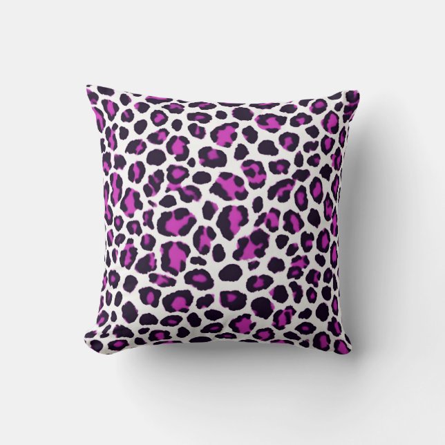 Leopard Print Magenta White Kissen (Vorderseite)
