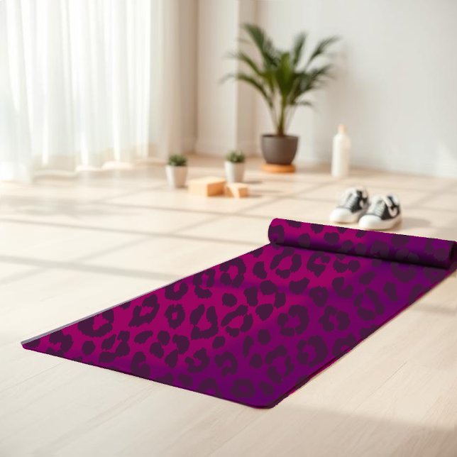 Leopard Print-Magenta-Yoga-Mat Yogamatte (Leopard Print-Magenta- Yoga Mat )