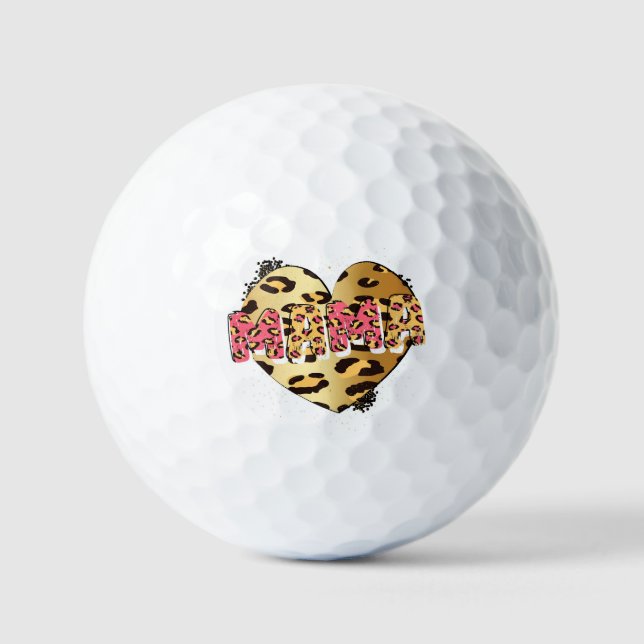 Leopard Print Mama Heart Golf Balls Golfball (Vorderseite)