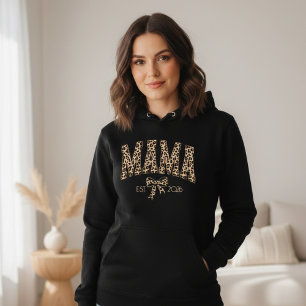 Leopard Print Mama Varsity Feminine Ästhetik Hoodie