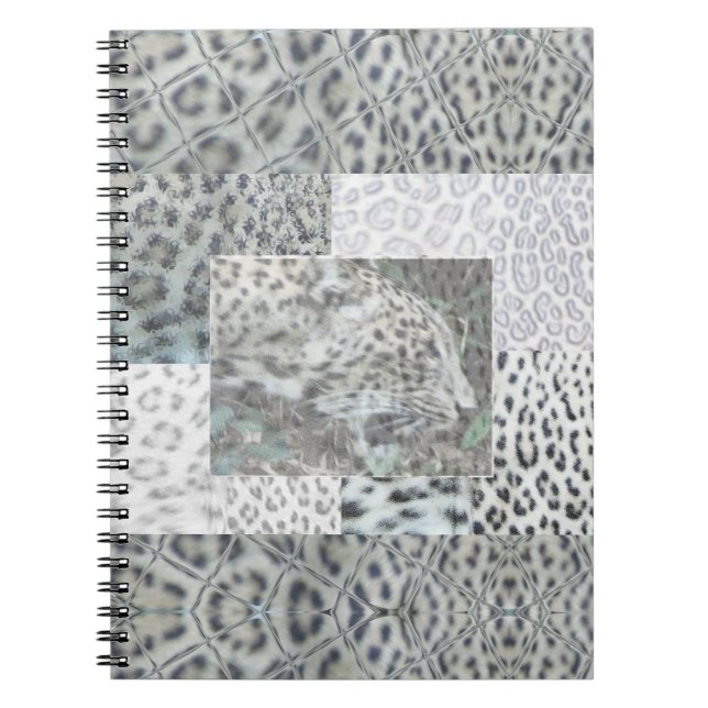 Leopard Print mit Leopard Head Notebook Notizblock (Vorderseite)