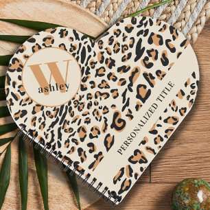 Leopard Print Modern Mit Monogramm Heart Shaped Notizbuch