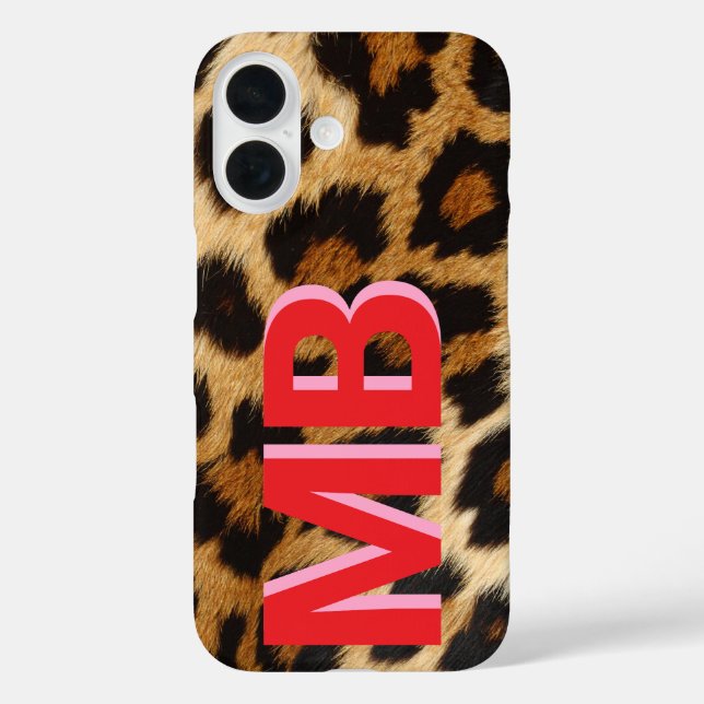 Leopard Print Monogram Case-Mate iPhone Hülle (Rückseite)