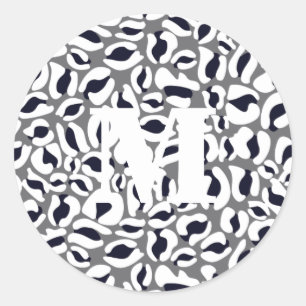 Leopard Print Monogram Classic Dschungel Party Runder Aufkleber