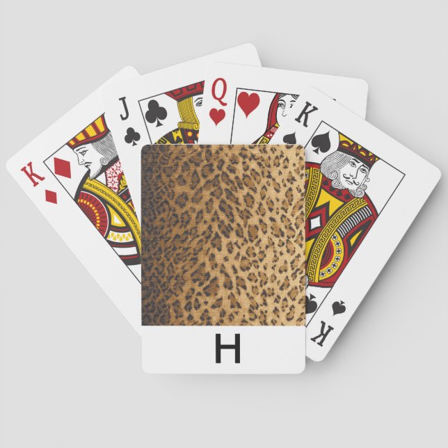 Leopard Print monogram H initiale Playing Cards Spielkarten (Rückseite)