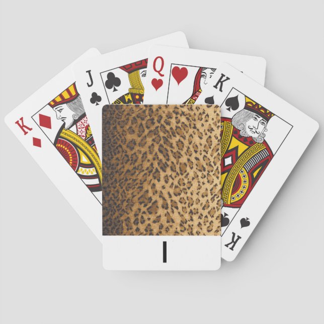 Leopard Print Monogram I initialisiert Kartenspiel Spielkarten (Rückseite)
