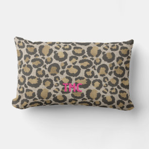 Leopard Print Monogram INITIALS Chic Animal Fun Lendenkissen