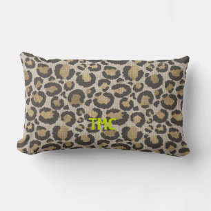 Leopard Print Monogram Initials Chic Designer Spaß Lendenkissen