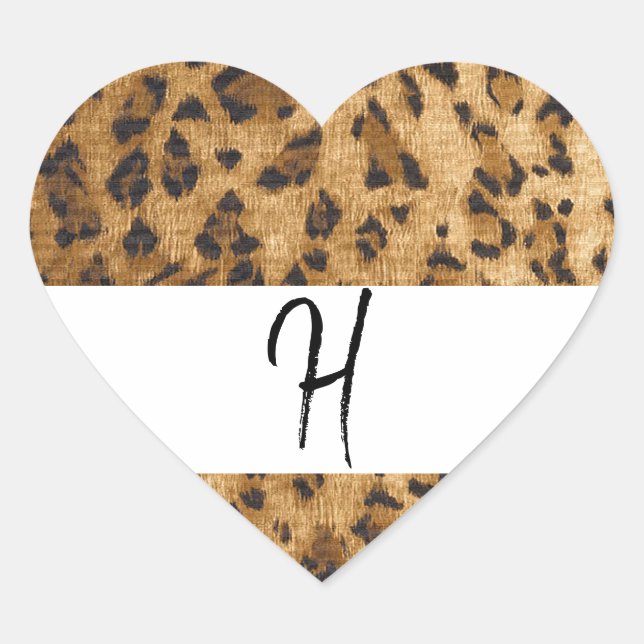 Leopard Print Monogram Initials Merchandise Herz-Aufkleber (Vorderseite)