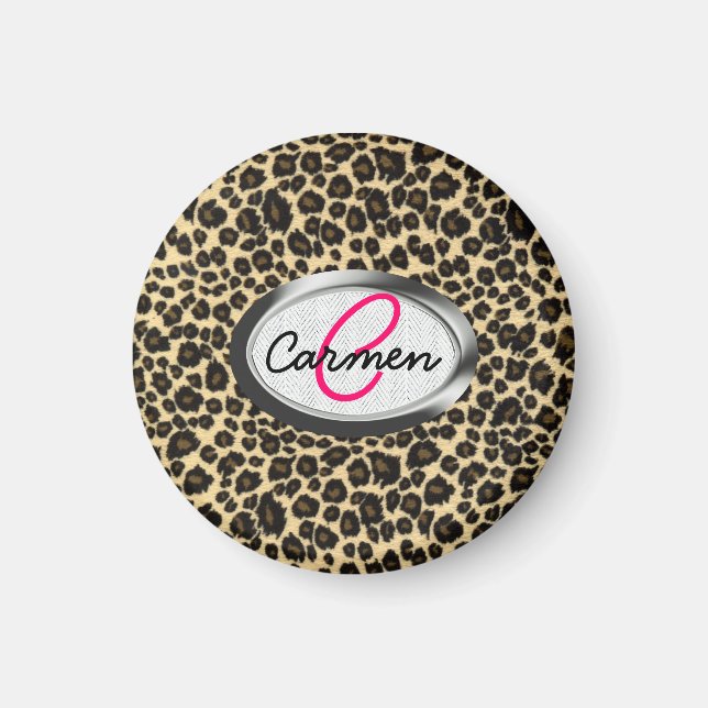 Leopard Print Monogram Magnet (Vorne)
