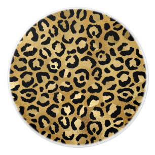 Leopard Print Muster in Gold und Schwarz Keramikknauf