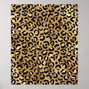 Leopard Print Muster in Gold und Schwarz Poster