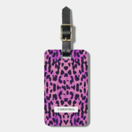 Leopard Print Muster Lila Elegant Personalisiert Gepäckanhänger