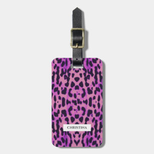 Leopard Print Muster Lila Elegant Personalisiert Gepäckanhänger