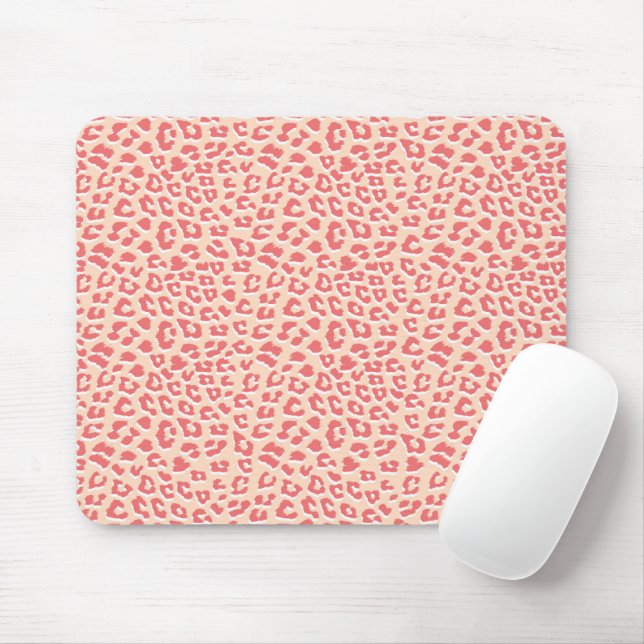 Leopard Print Muster Living Coral White Mousepad (Mit Mouse)