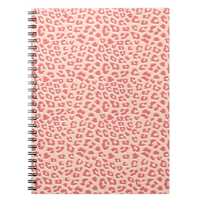 Leopard Print Muster Living Coral White Notizblock (Vorderseite)