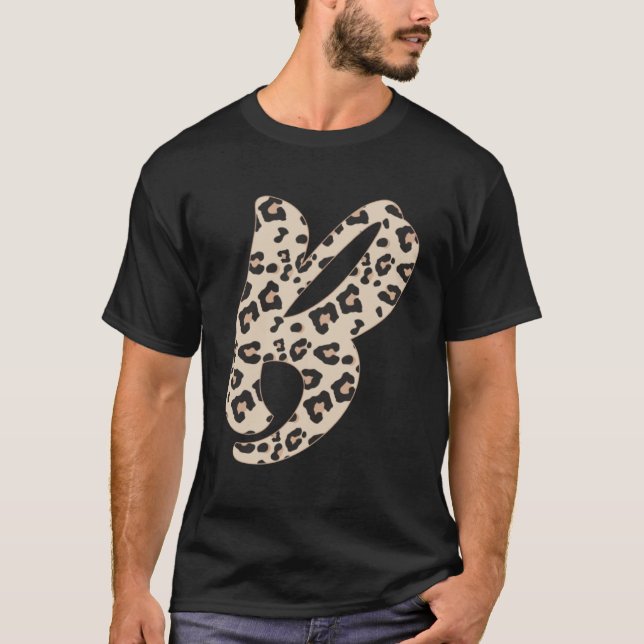 Leopard Print Niedlich Initial Letter B Monogram A T-Shirt (Vorderseite)