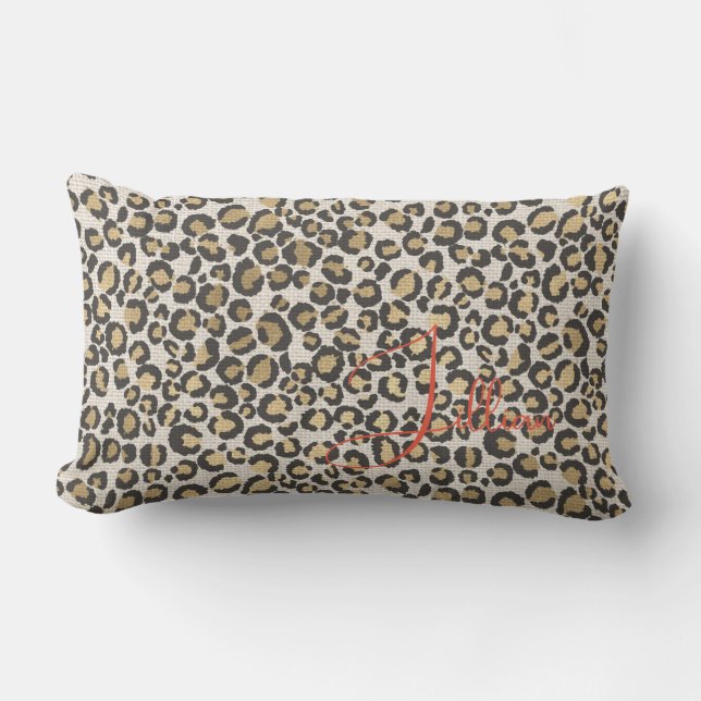 Leopard Print Nuetrals Name Chic Trendy Deco Lum Lendenkissen (Vorderseite)