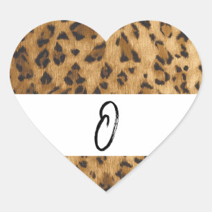 Leopard Print O Monogram Initials Merchandise Herz-Aufkleber