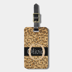 Leopard Print O Monogramm Initialen Gepäckanhänger