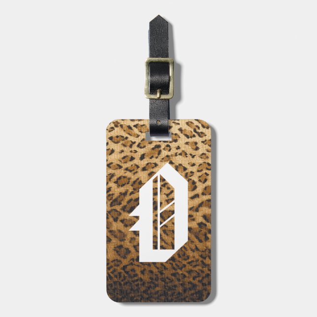 Leopard Print O Monogramm Initialen Gepäckanhänger (Vorderseite vertikal)
