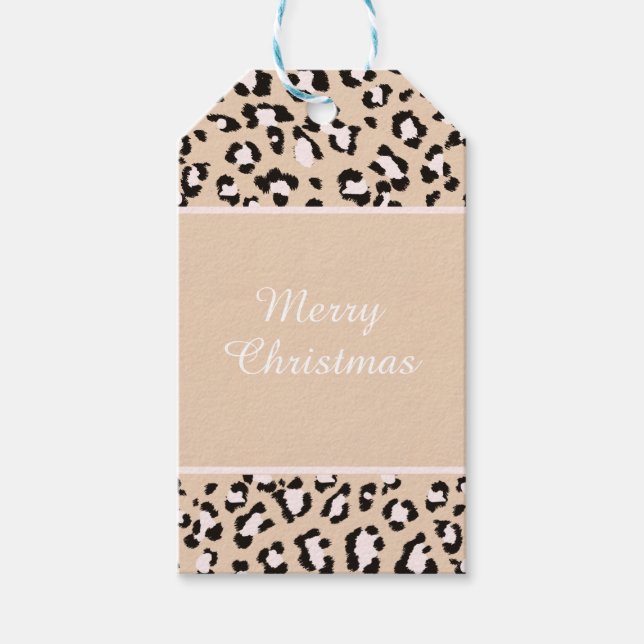 Leopard Print on Kraft Holiday Gift Tag Geschenkanhänger (Vorderseite)