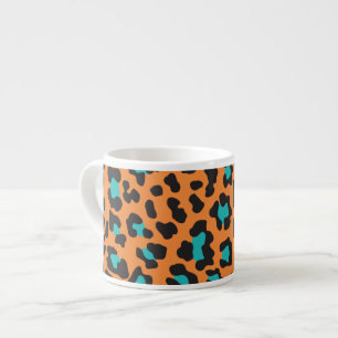Leopard Print Orange, Black, Aqua Espressotasse