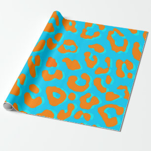 Leopard Print Orange Blue Geschenkpapier