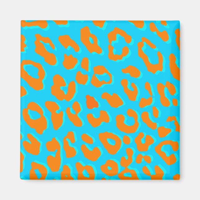 Leopard Print Orange Blue Magnet (Vorne)