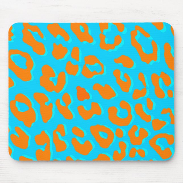 Leopard Print Orange Blue Mousepad (Vorne)