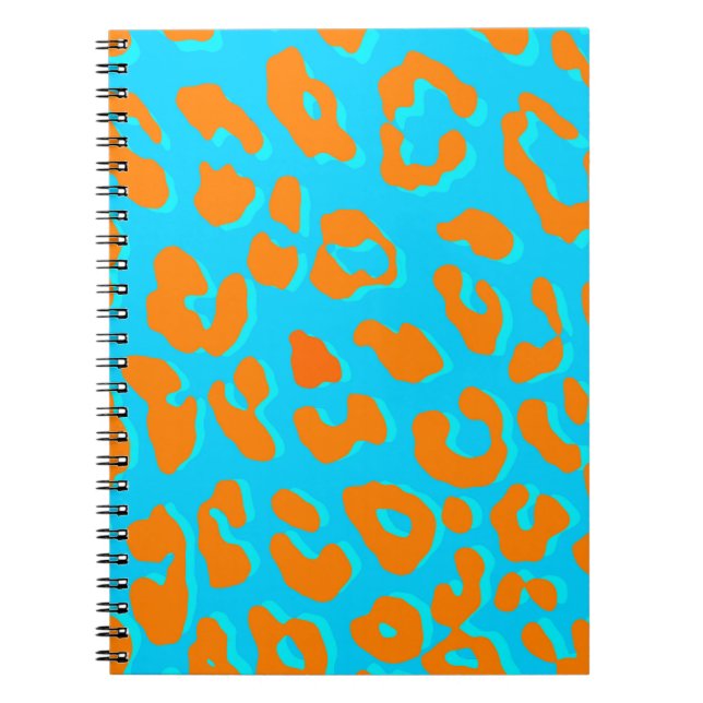 Leopard Print Orange Blue Notizblock (Vorderseite)