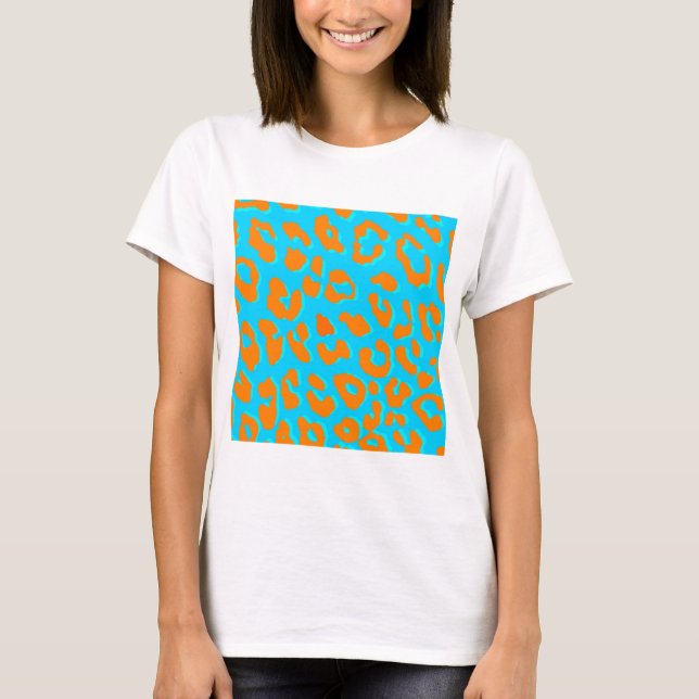 Leopard Print Orange Blue T-Shirt (Vorderseite)