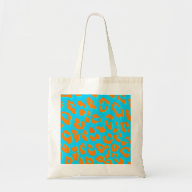 Leopard Print Orange Blue Tragetasche (Vorne)