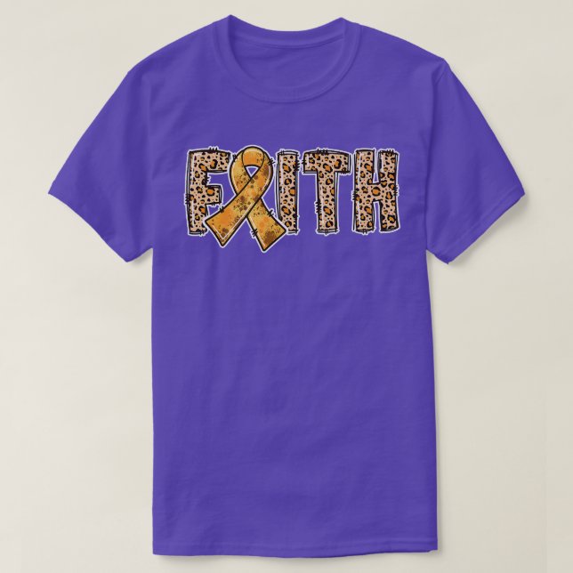 Leopard Print Orange Ribbon FAITH ADHD Awareness P T-Shirt (Design vorne)