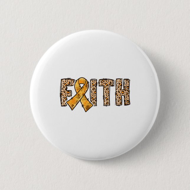 Leopard Print Orange Ribbon Faith Crps Bewusstsein Button (Vorderseite)
