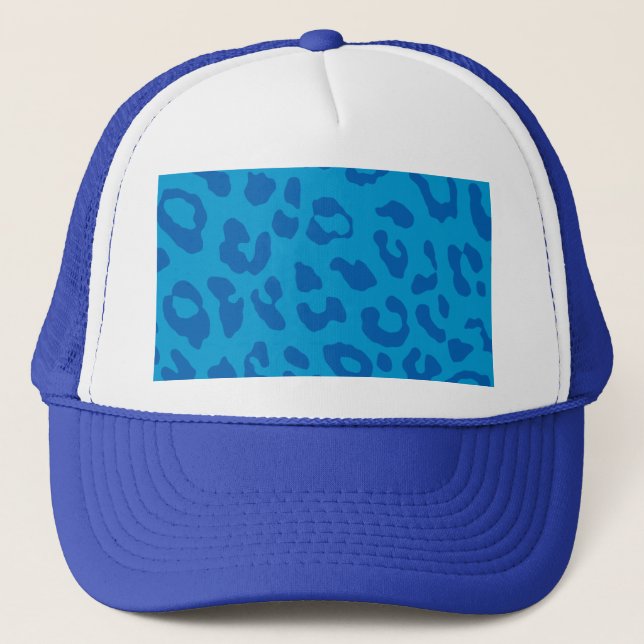 Leopard Print Pale Blues Truckerkappe (Vorderseite)
