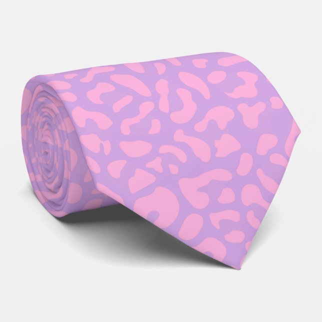 Leopard Print Pastel Neck Tie Krawatte (Gerollt)