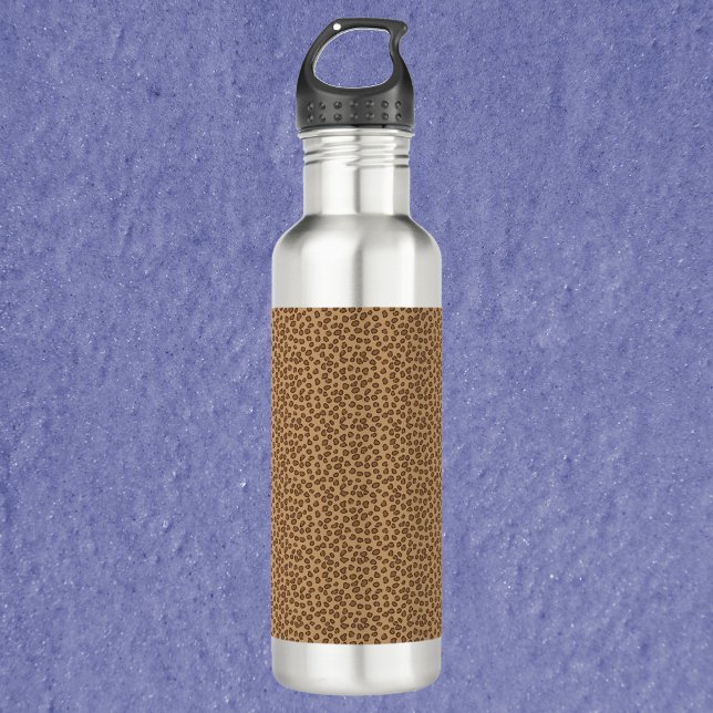 Leopard Print Pattern Brown Edelstahlflasche (A water bottle with a brown leopard pattern.)