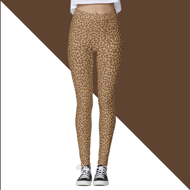 Leopard Print Pattern Brown Leggings (Leggings with a fun leopard print pattern in brown)