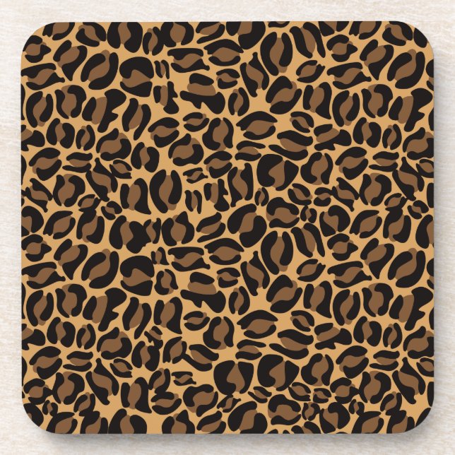 Leopard Print Pattern Classic Dschungel Getränkeuntersetzer (Vorderseite)