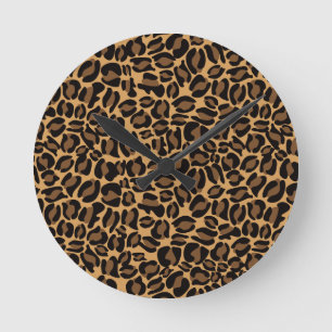 Leopard Print Pattern Classic Dschungel Runde Wanduhr