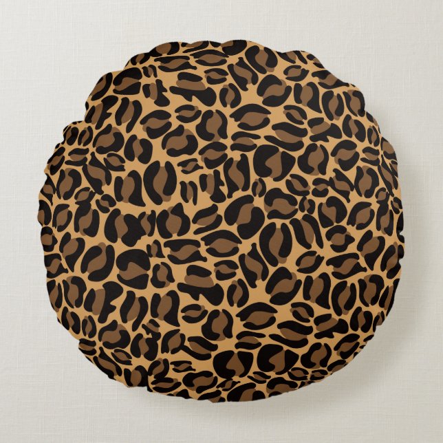 Leopard Print Pattern Classic Dschungel Rundes Kissen (Vorderseite)