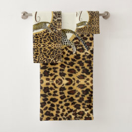 Leopard Print Pattern Elegant Palm Personal Badhandtuch Set