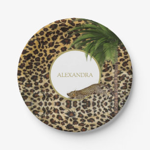 Leopard Print Pattern Elegant Palm Personal Pappteller